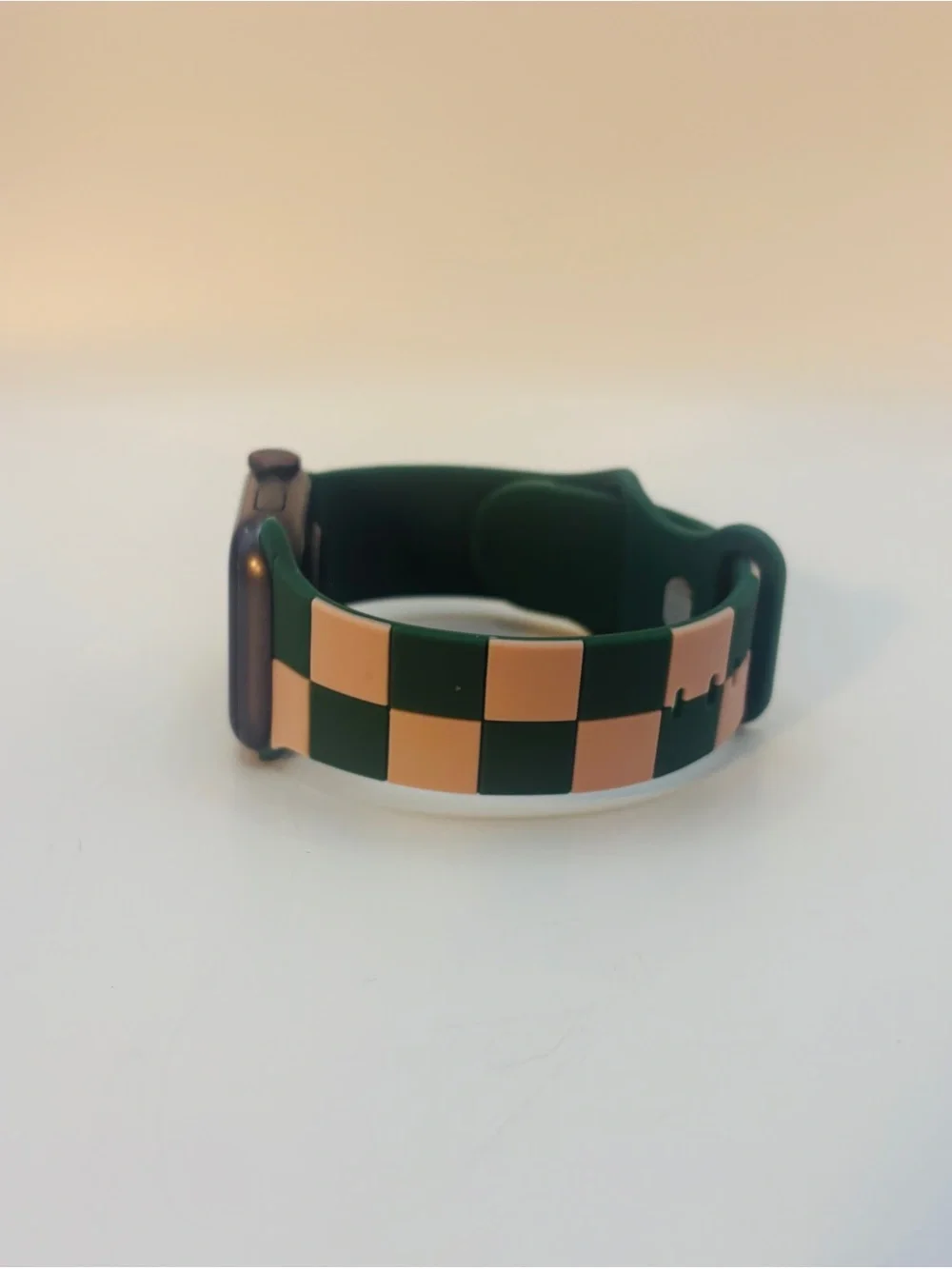 Apple Watch Band Green and Pink Checkerboard Silicone Strap